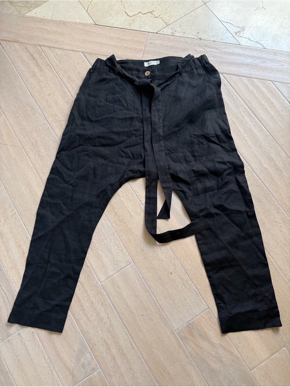 Magic Linen harem black linen pants XL NWOT
